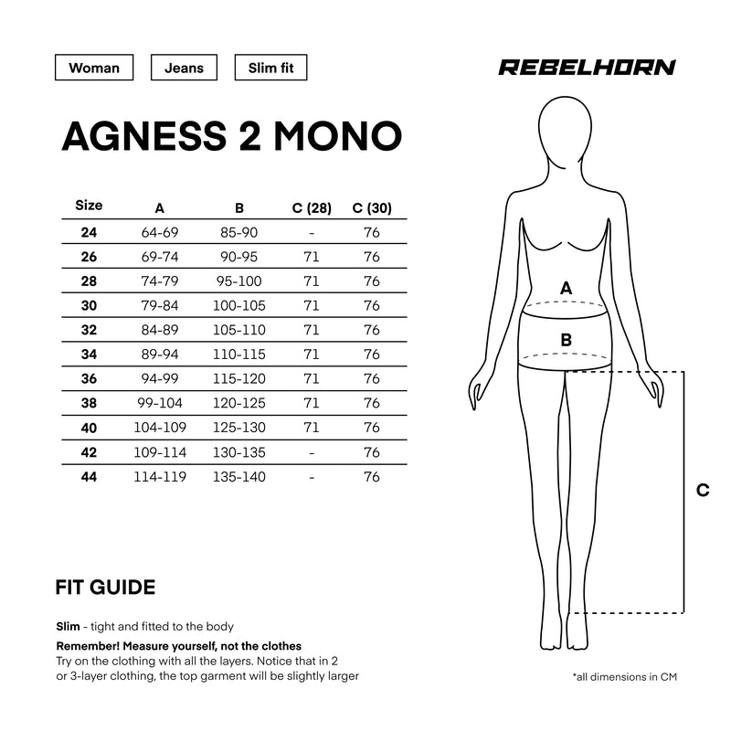 Rebelhorn Agness 2 Ladies Jeans Monolayer Washed Black FREE UK Delivery, FREE 365 Day Returns | Moto Central
