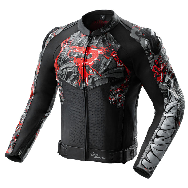 Rebelhorn Vandal 2 Cruze Leather Jacket Black / Dark Grey / Red FREE UK Delivery, FREE 365 Day Returns | Moto Central