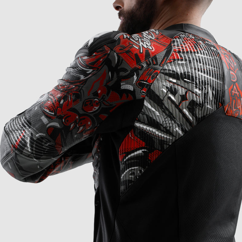 Rebelhorn Vandal 2 Cruze Leather Jacket Black / Dark Grey / Red FREE UK Delivery, FREE 365 Day Returns | Moto Central