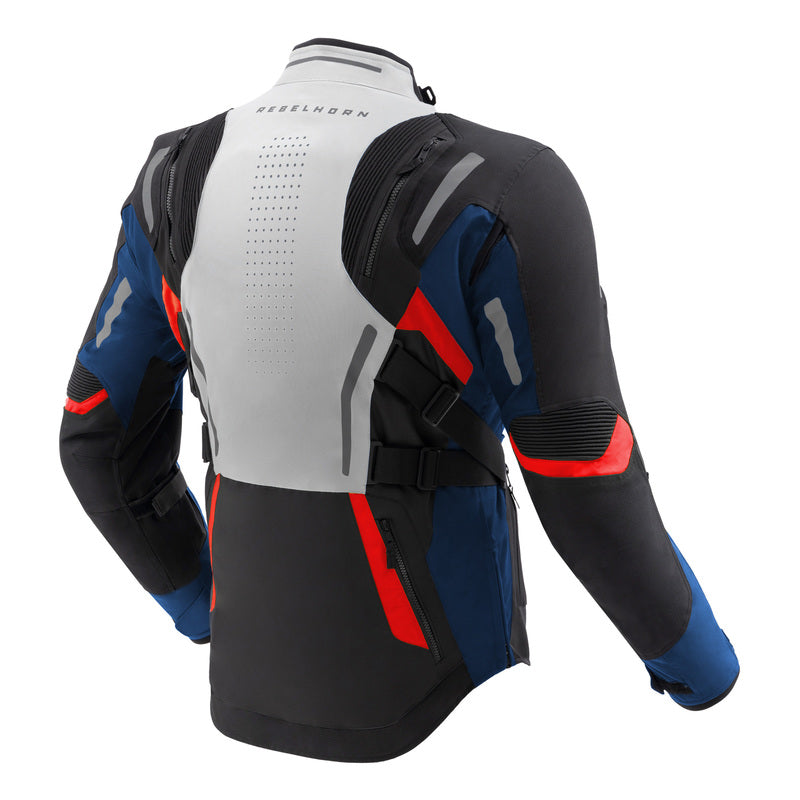 Rebelhorn Hiker 4 Textile Jacket Light Grey / Blue / Red FREE UK Delivery, FREE 365 Day Returns | Moto Central