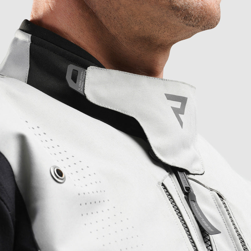 Rebelhorn Hiker 4 Textile Jacket Light Grey / Blue / Red FREE UK Delivery, FREE 365 Day Returns | Moto Central