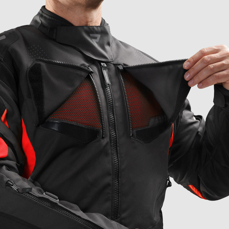 Rebelhorn Hiker 4 Textile Jacket Black / Dark Grey / Red FREE UK Delivery, FREE 365 Day Returns | Moto Central
