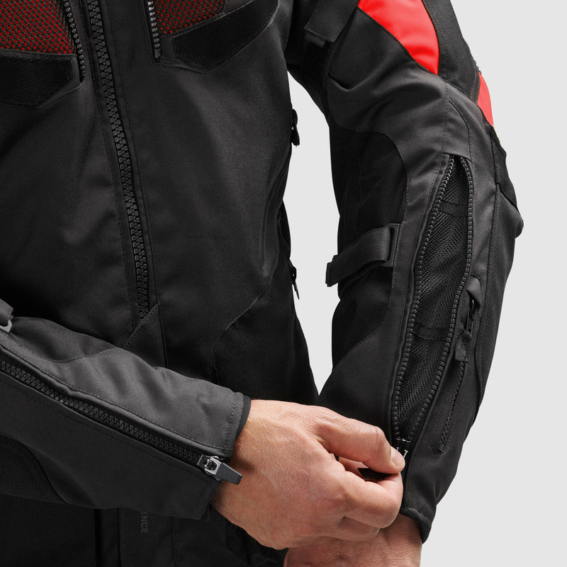 Rebelhorn Hiker 4 Textile Jacket Black / Dark Grey / Red FREE UK Delivery, FREE 365 Day Returns | Moto Central