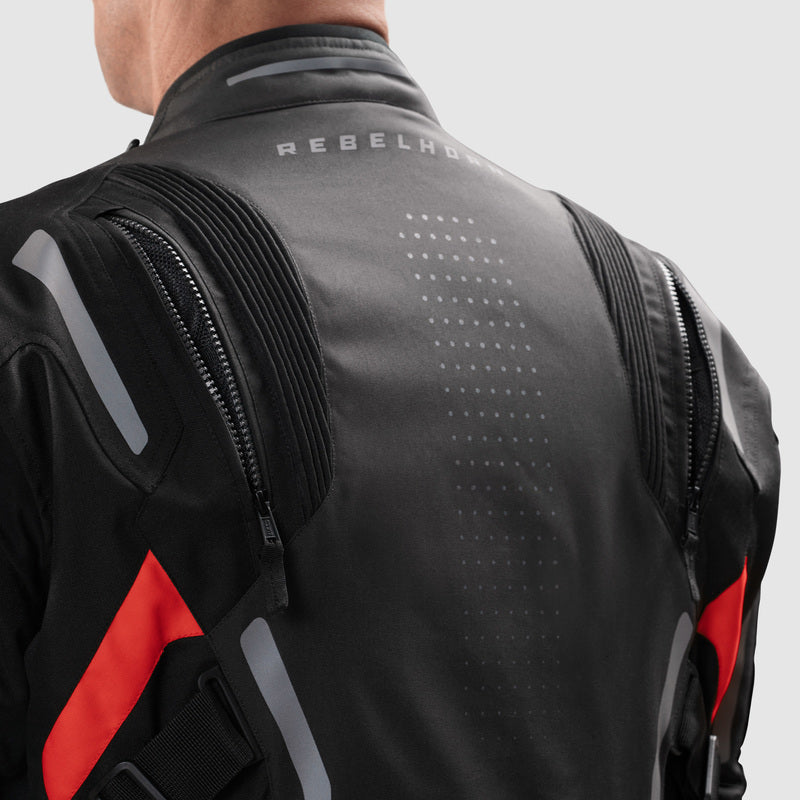 Rebelhorn Hiker 4 Textile Jacket Black / Dark Grey / Red FREE UK Delivery, FREE 365 Day Returns | Moto Central