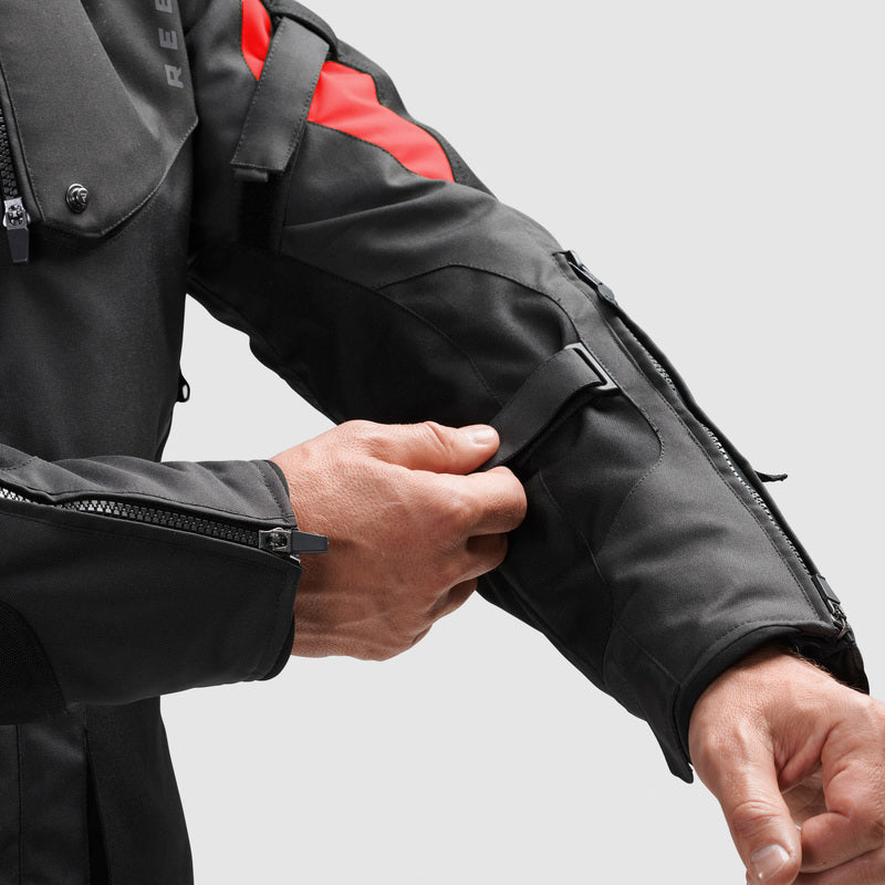 Rebelhorn Hiker 4 Textile Jacket Black / Dark Grey / Red FREE UK Delivery, FREE 365 Day Returns | Moto Central