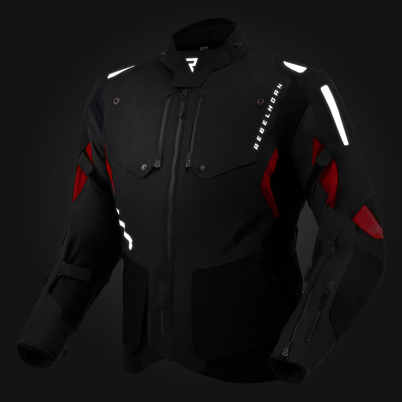 Rebelhorn Hiker 4 Textile Jacket Black / Dark Grey / Red FREE UK Delivery, FREE 365 Day Returns | Moto Central