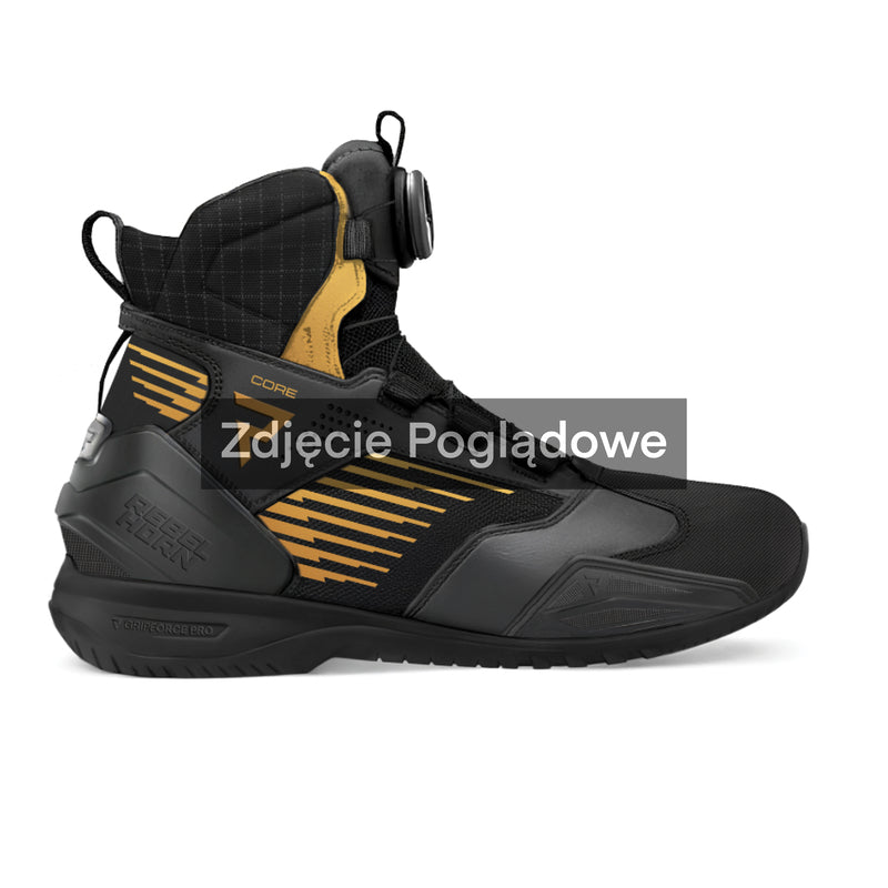 Rebelhorn Core Boots Black / Gold FREE UK Delivery, FREE 365 Day Returns | Moto Central