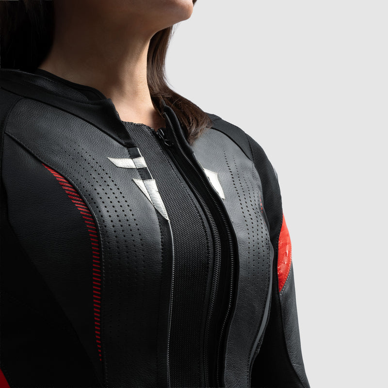 Rebelhorn Diva RS Ladies Leather Jacket Black / Red FREE UK Delivery, FREE 365 Day Returns | Moto Central