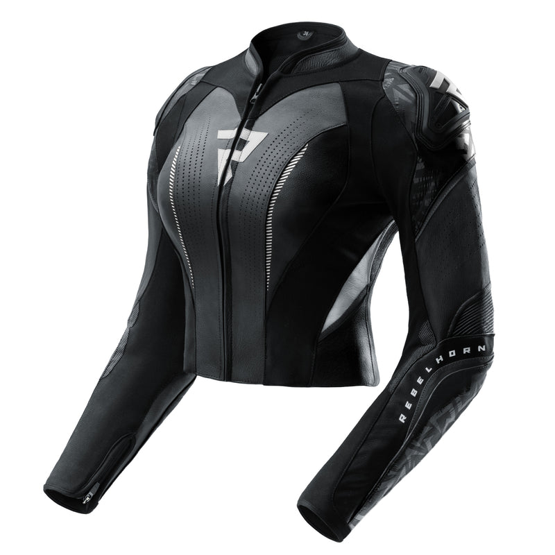 Rebelhorn Diva RS Ladies Leather Jacket Black / White FREE UK Delivery, FREE 365 Day Returns | Moto Central