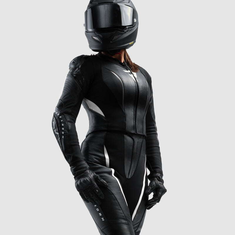 Rebelhorn Diva RS Ladies Leather Jacket Black / White FREE UK Delivery, FREE 365 Day Returns | Moto Central