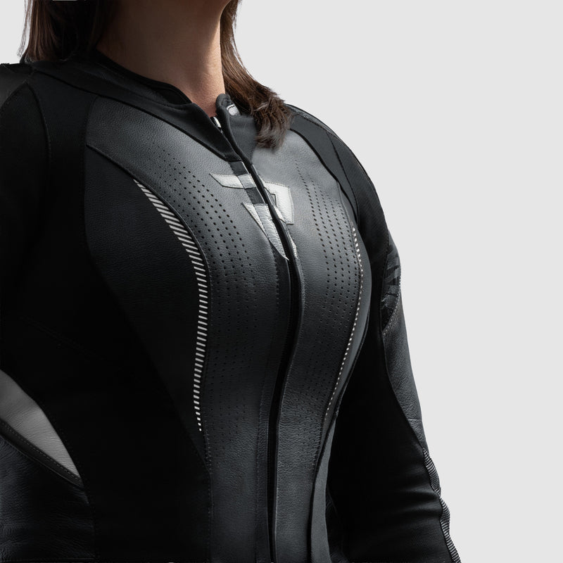 Rebelhorn Diva RS Ladies Leather Jacket Black / White FREE UK Delivery, FREE 365 Day Returns | Moto Central
