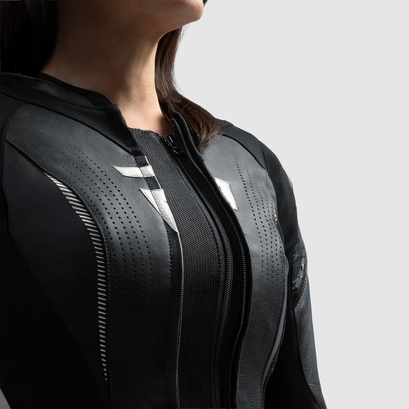 Rebelhorn Diva RS Ladies Leather Jacket Black / White FREE UK Delivery, FREE 365 Day Returns | Moto Central
