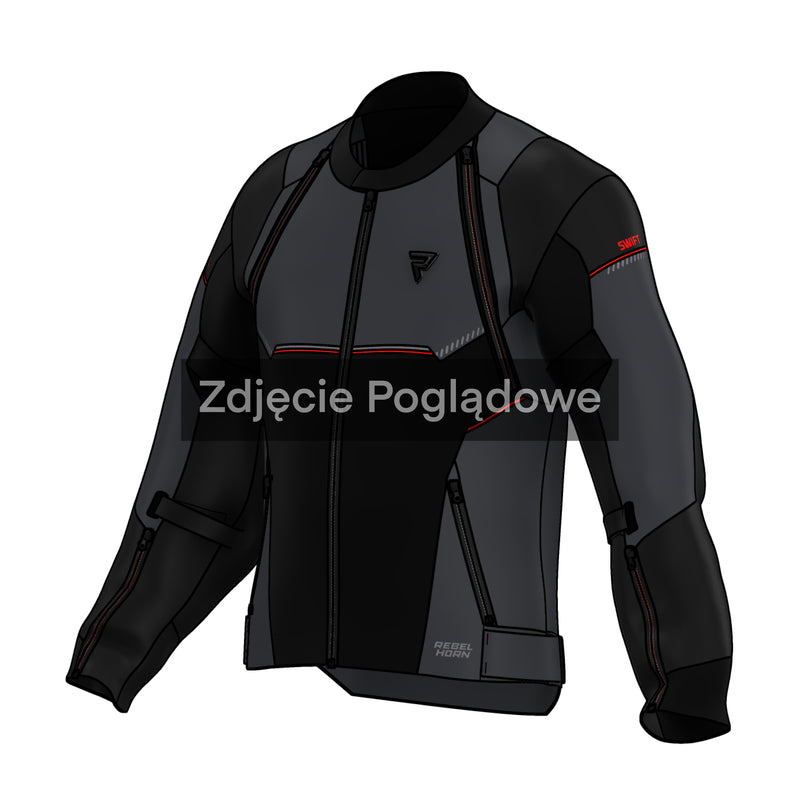Rebelhorn Swift Textile Jacket Black / Dark Grey / Red FREE UK Delivery, FREE 365 Day Returns | Moto Central