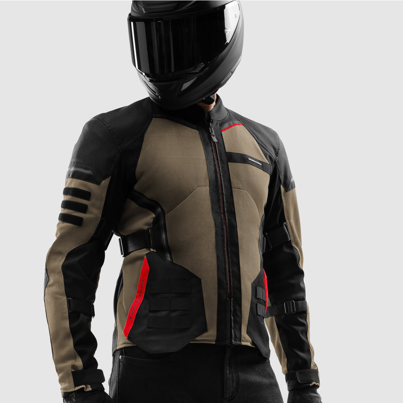 Rebelhorn Scandal 3 Textile Jacket Desert / Black / Red FREE UK Delivery, FREE 365 Day Returns | Moto Central