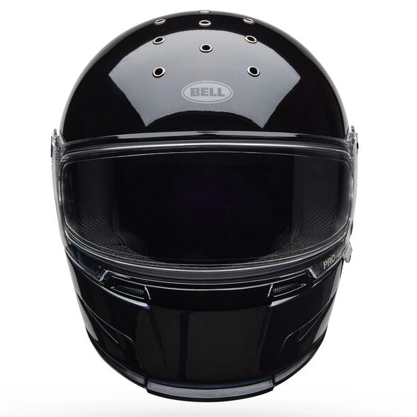 Bell Eliminator Menace Gloss ECE 22.06 Black / White full-face motorcycle helmet, front view