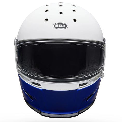 Bell Eliminator Menace ECE 22.06 Matt Blue / White full-face motorcycle helmet, front view