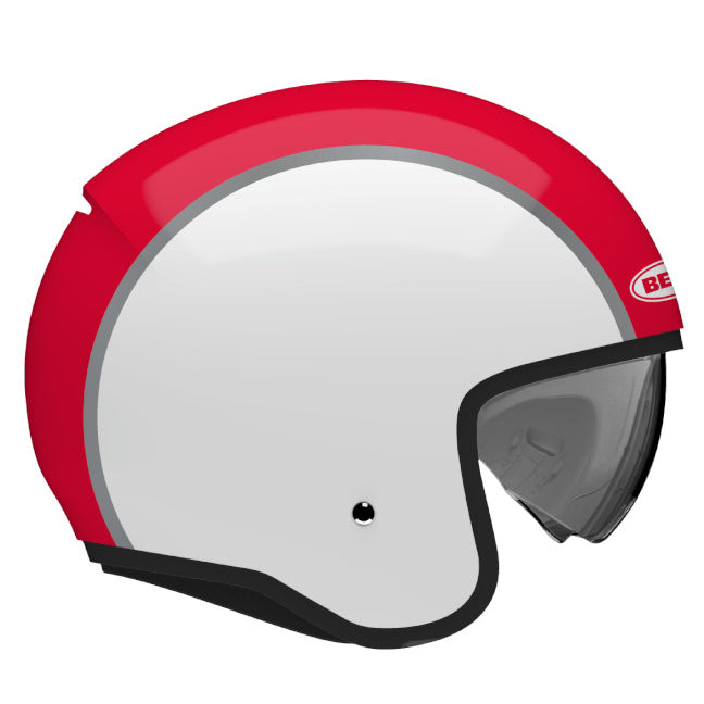 Bell TX-501 Rally ECE 22.06 Red / White open-face motorcycle helmet, side profile with visor view