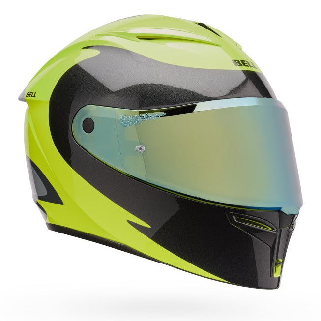 Bell Lithium MIPS Plus Fluid ECE 22.06 Fluo Yellow motorcycle helmet, front three-quarter view
