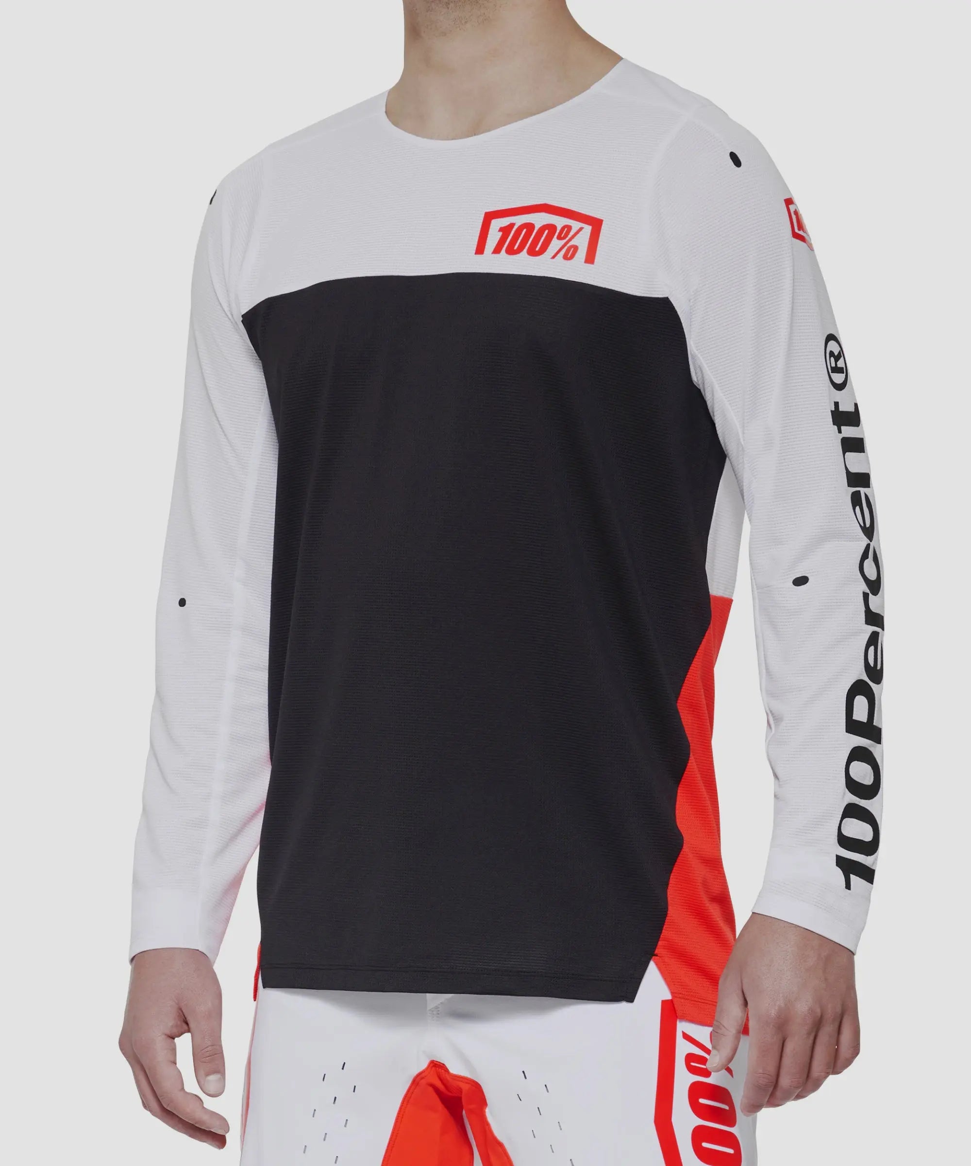 100% R-Core X Long Sleeves Jersey White / Red - FREE UK Shipping, FREE 365 Day Returns | Moto Central