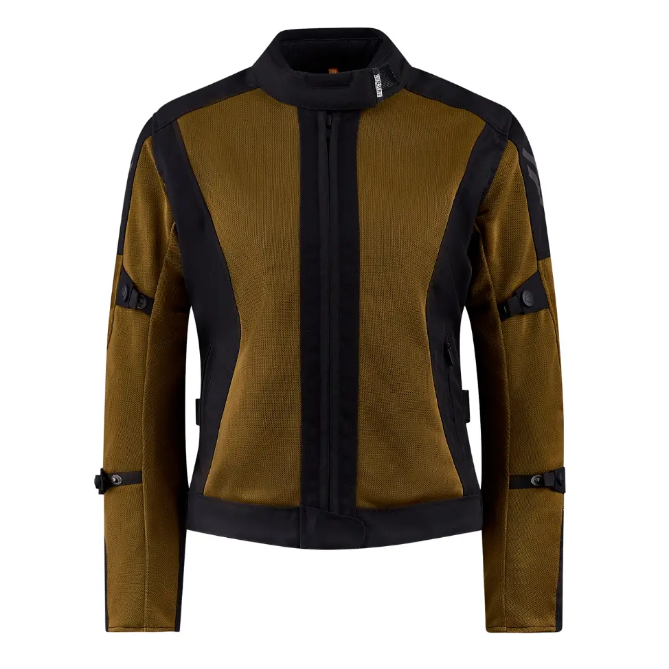 MotoGirl Bonnie Ladies Summer Mesh Jacket Black / Gold, front product view