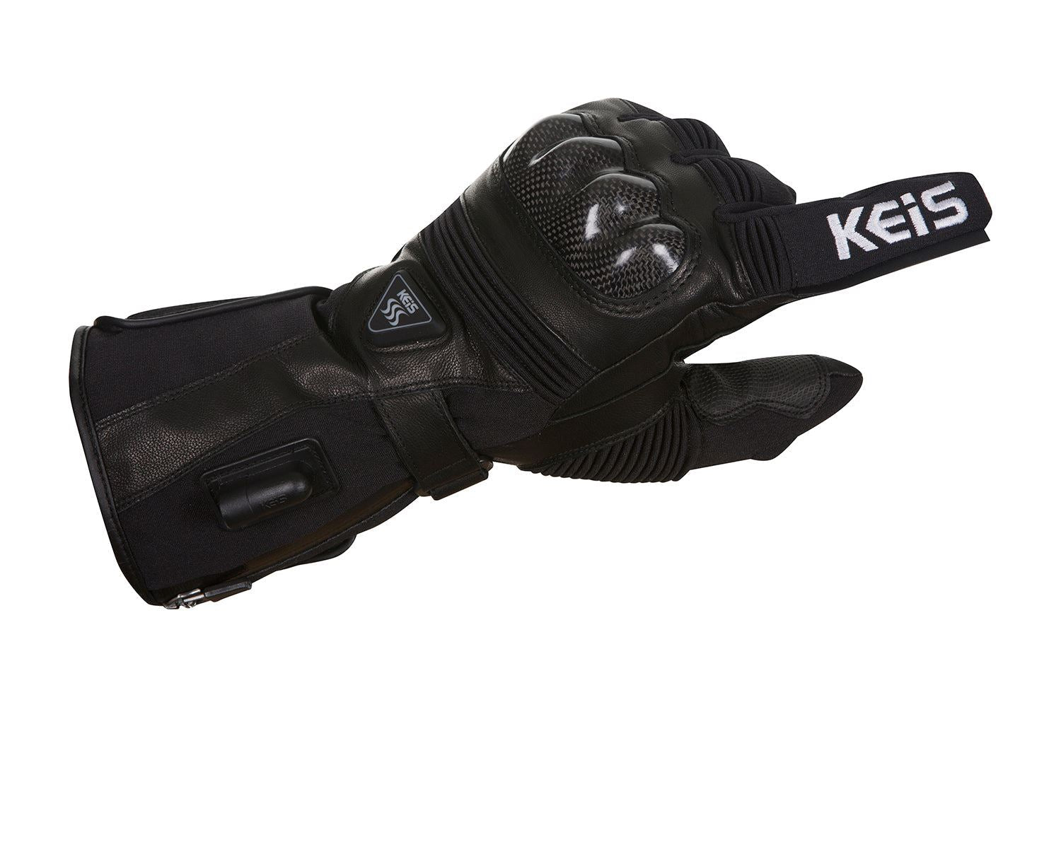 Keis G502 Premium Heated Sport Gloves - gauntlet and controller detail