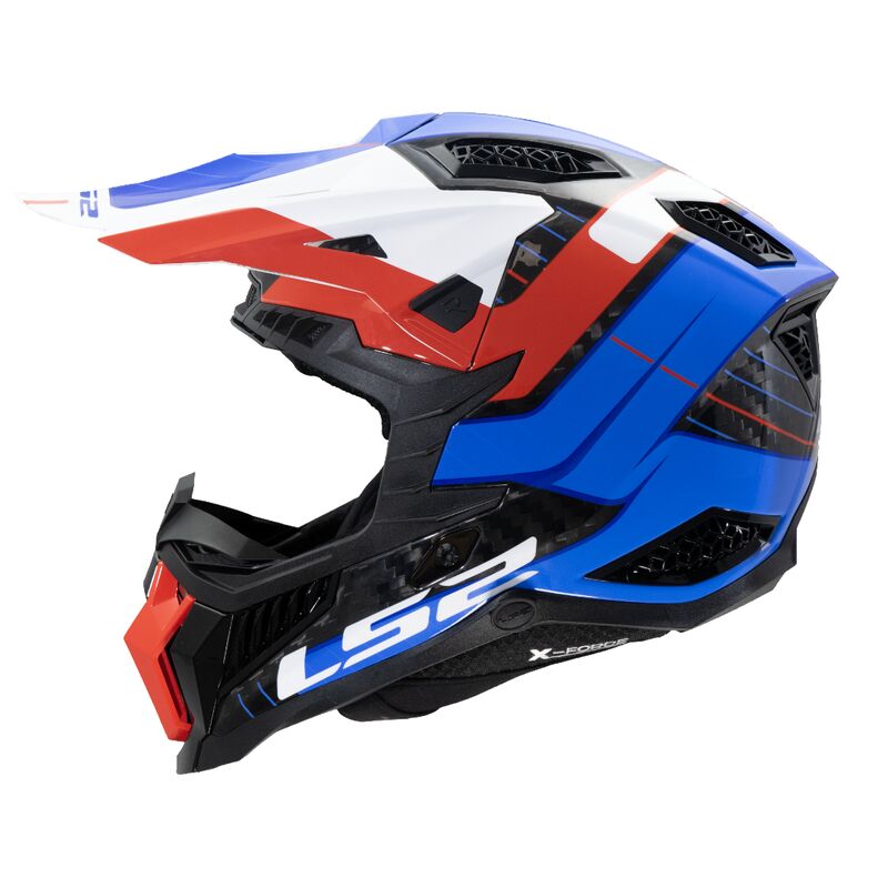 LS2 MX703 X-Force Carbon Motocross Helmet Galuo White / Red / Blue - FREE UK Shipping, FREE 365 Day Returns | Moto Central
