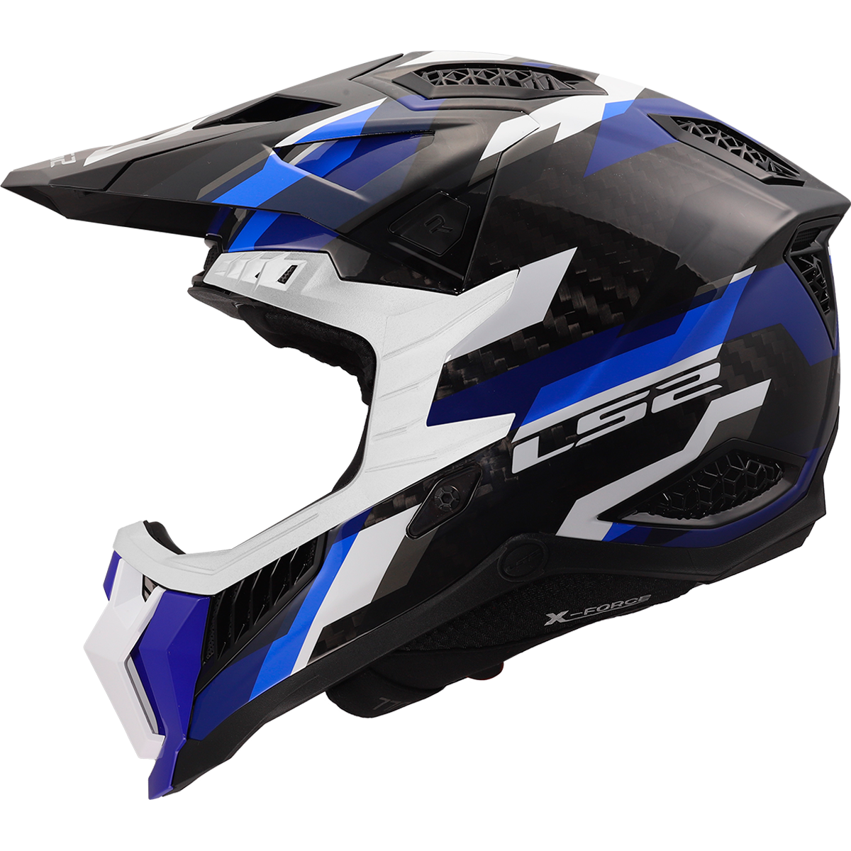 LS2 MX703 X-Force Carbon Phantom Blue / White FREE UK Delivery, FREE 365 Day Returns | Moto Central