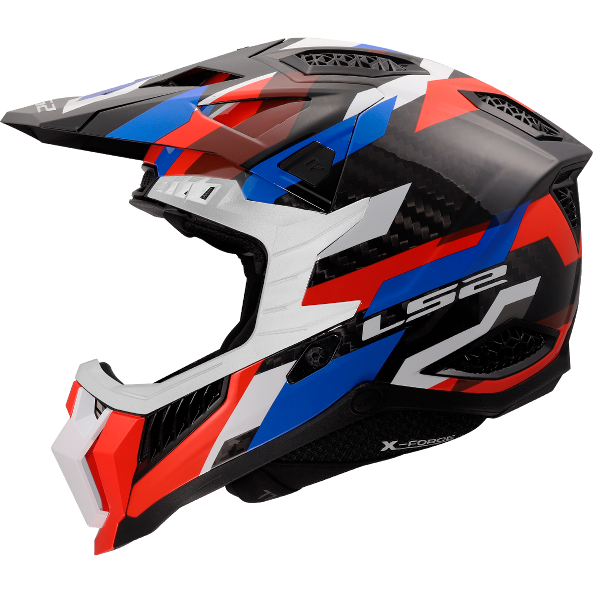 LS2 MX703 X-Force Carbon Phantom White / Blue / Red FREE UK Delivery, FREE 365 Day Returns | Moto Central