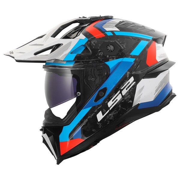 LS2 MX707 Explorer Evo Forged Carbon Falkur White / Blue / Red FREE UK Delivery, FREE 365 Day Returns | Moto Central