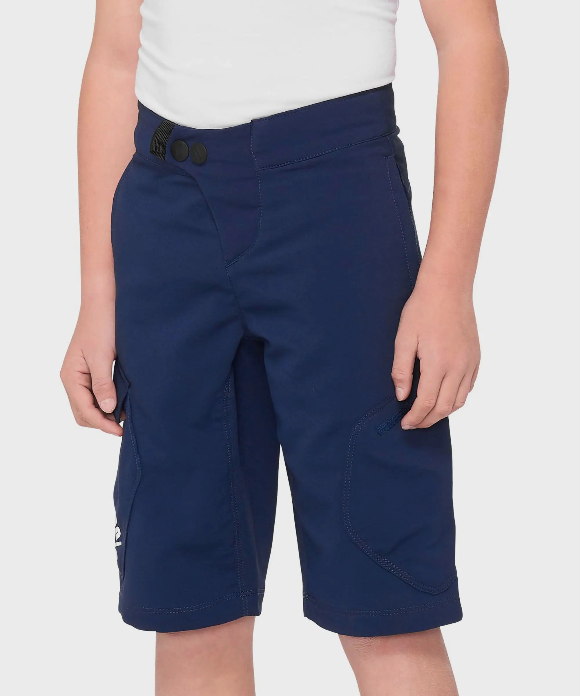 100% Ridecamp Youth Shorts Navy - FREE UK Shipping, FREE 365 Day Returns | Moto Central