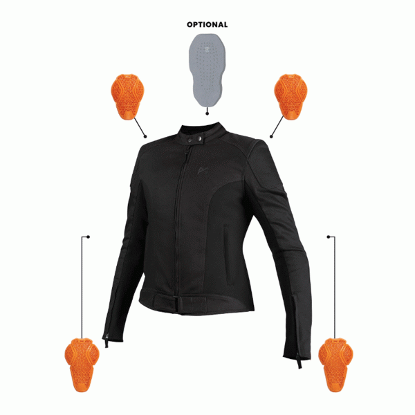 Pando Moto Luna Black AAA Ladies Jacket Black