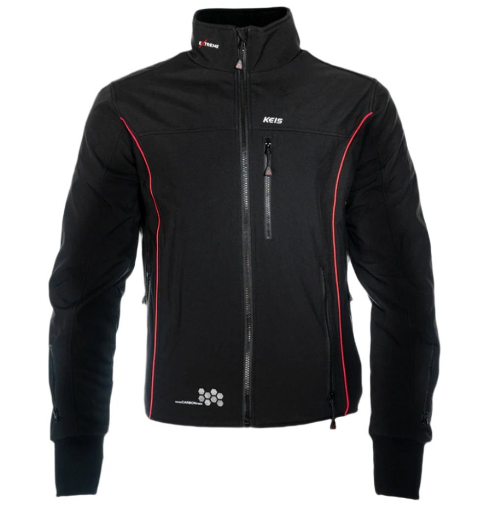 Keis J505RP Premium Extreme Heated Jacket Black / Red - front view