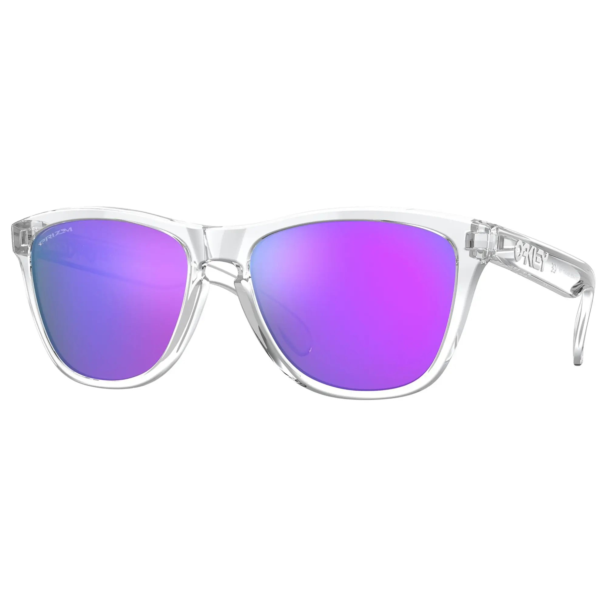 Oakley Frogskins Sunglasses Polished Clear / Prizm Violet Lens - FREE UK Shipping, FREE 365 Day Returns | Moto Central