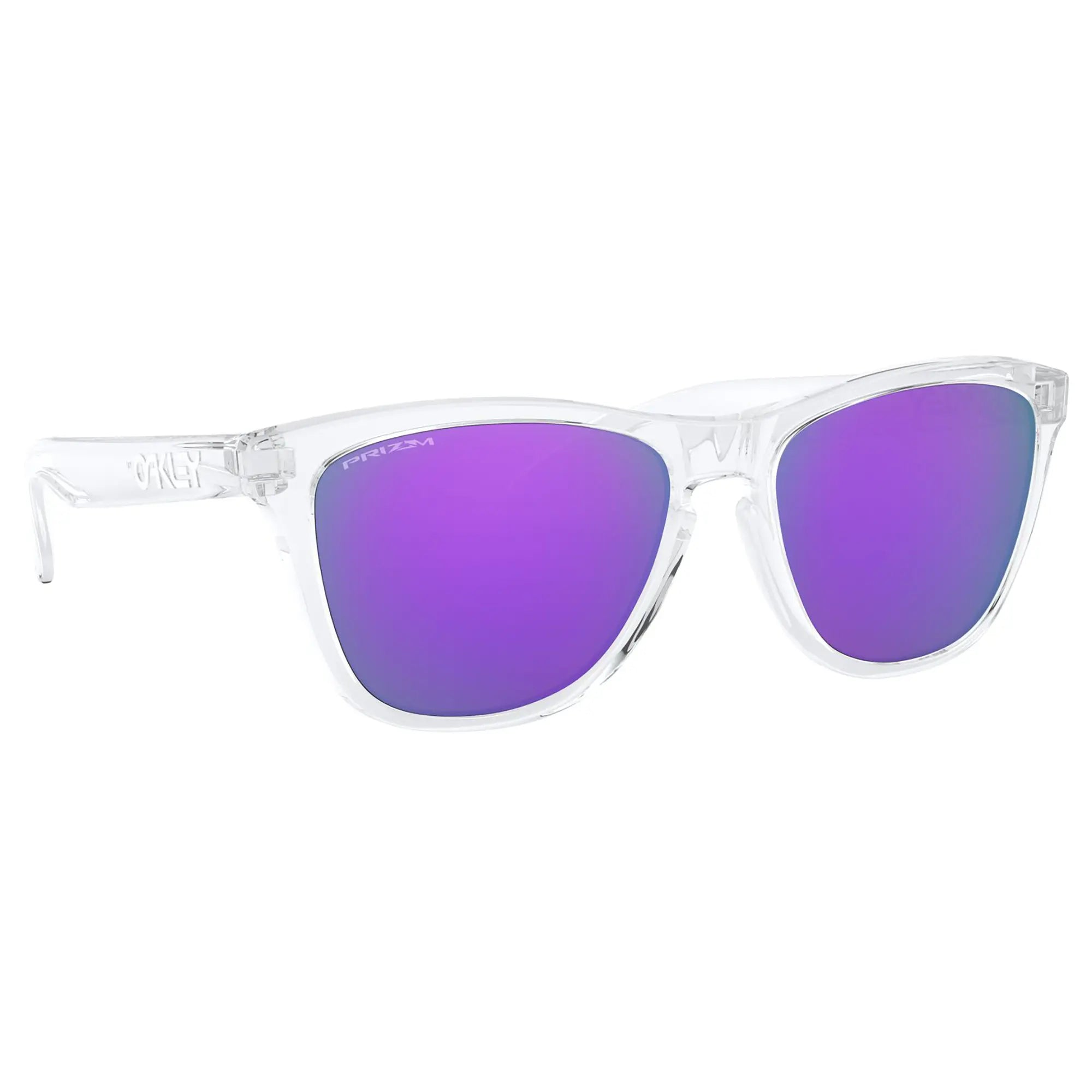 Oakley Frogskins Sunglasses Polished Clear / Prizm Violet Lens - FREE UK Shipping, FREE 365 Day Returns | Moto Central