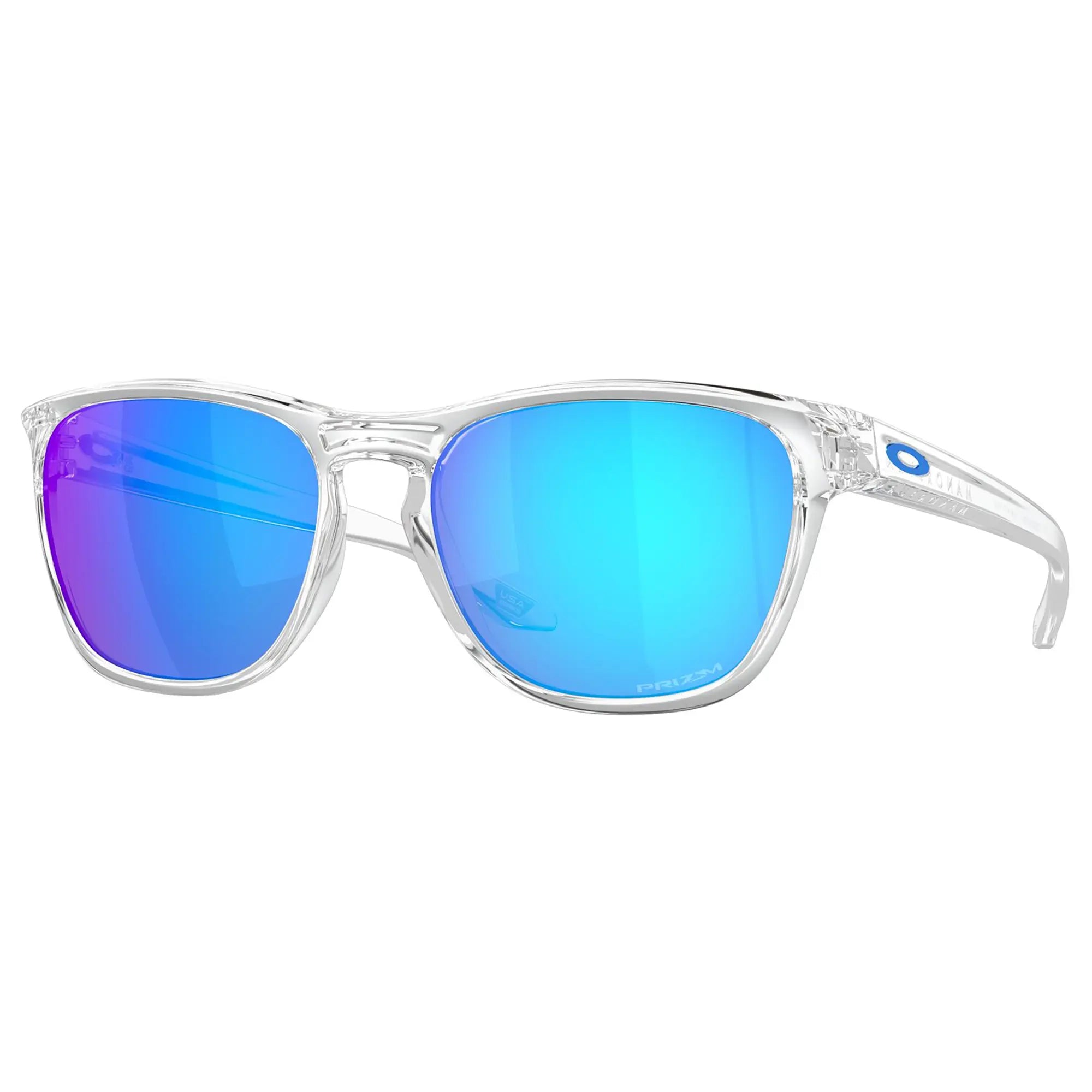 Oakley Manorburn Sunglasses Polished Clear / Prizm Sapphire Lens - FREE UK Shipping, FREE 365 Day Returns | Moto Central