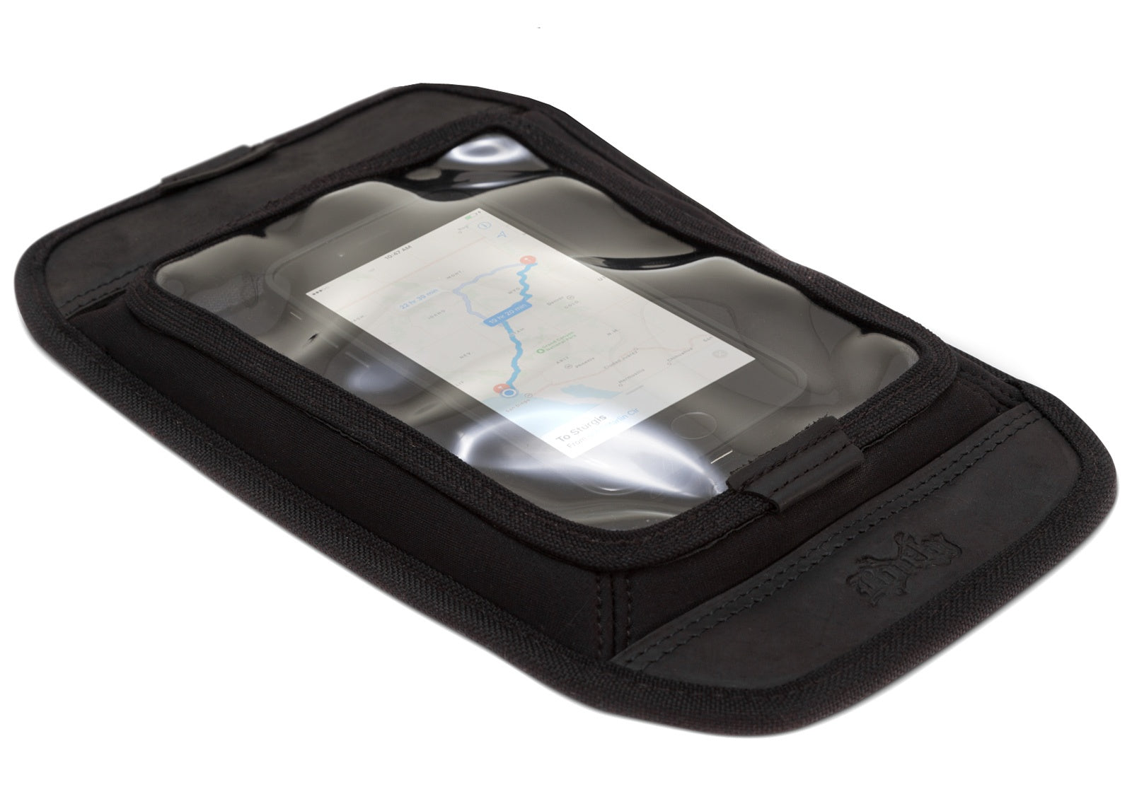 Burly Voyager black Cordura magnetic tank screen – angled view