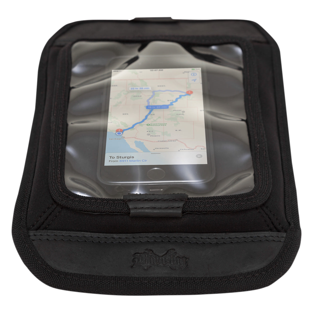 Burly Voyager black Cordura magnetic tank screen – front view