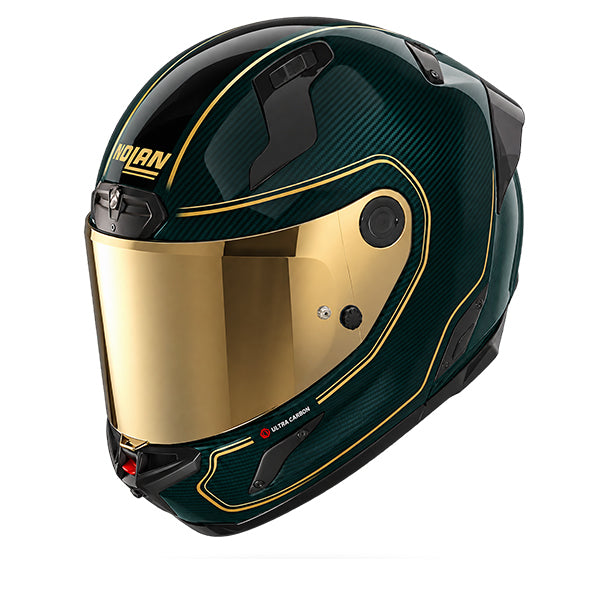 Nolan X-804 ST Ultra Carbon Asso Green Liquid / Gold FREE UK Delivery, FREE 365 Day Returns | Moto Central