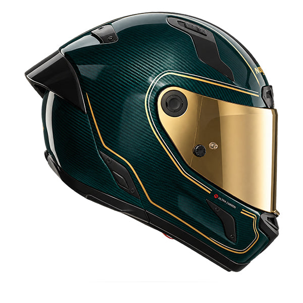 Nolan X-804 ST Ultra Carbon Asso Green Liquid / Gold FREE UK Delivery, FREE 365 Day Returns | Moto Central