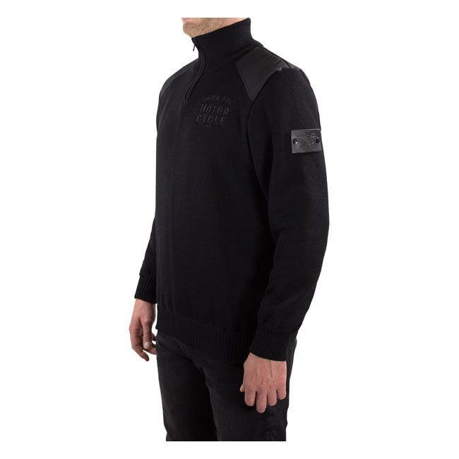 John Doe Knit Zip Pullover Small Logo Black