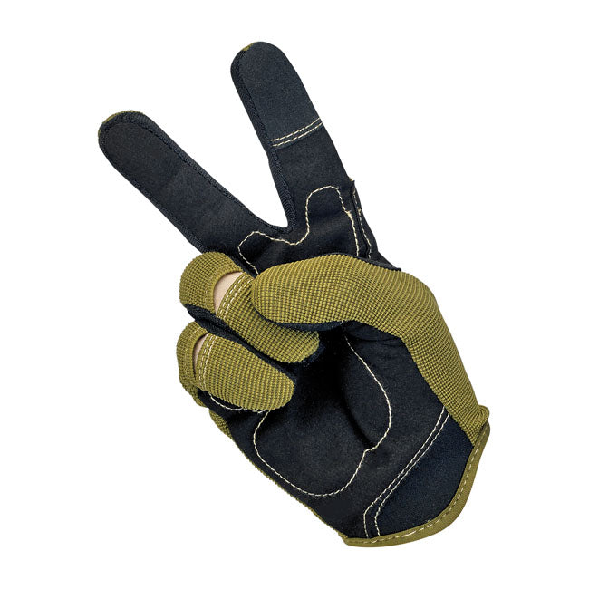 Biltwell Moto Gloves Olive / Black / Tan