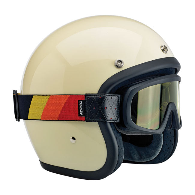 Biltwell Overland 2.0 Tri-Stripe Goggles Black Red / Yellow / Orange