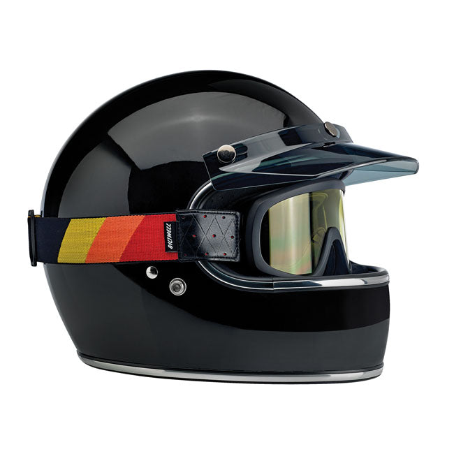 Biltwell Overland 2.0 Tri-Stripe Goggles Black Red / Yellow / Orange