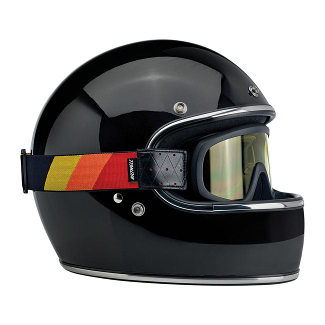Biltwell Overland 2.0 Tri-Stripe Goggles Black Red / Yellow / Orange