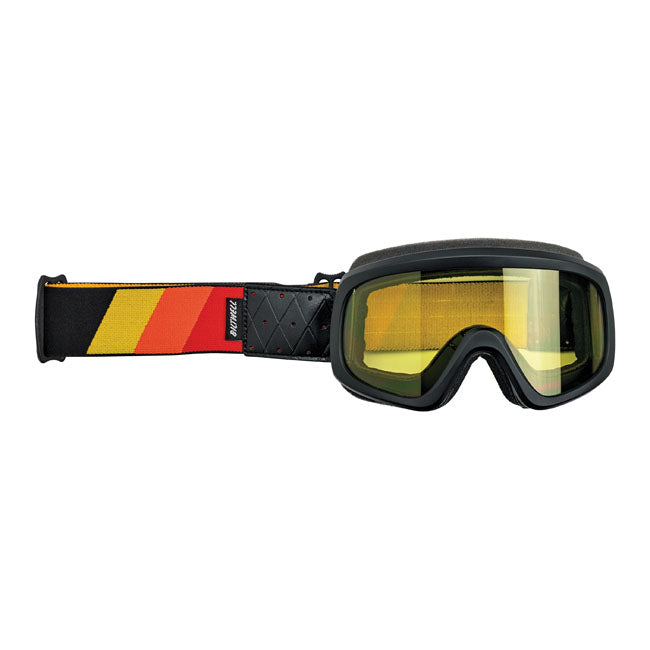 Biltwell Overland 2.0 Tri-Stripe Goggles Black Red / Yellow / Orange