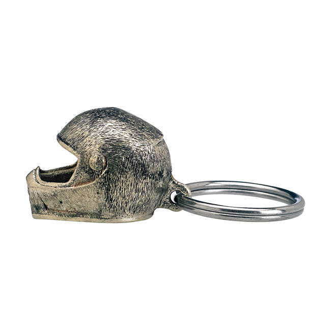 Biltwell Key Fob Lane Splitter Helmet Cast White Brass Key Ring