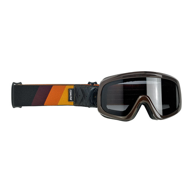 Biltwell Overland 2.0 Tri-Stripe Goggles Brown Gold / Rust / Brown