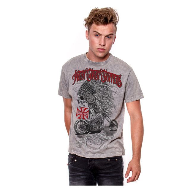 West Coast Choppers Chief T-Shirt Grey - FREE UK Shipping, FREE 365 Day Returns | Moto Central