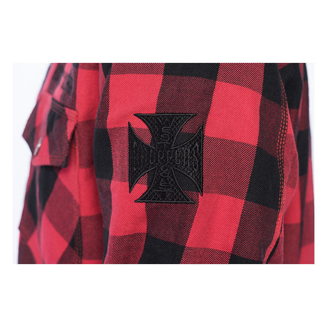 West Coast Choppers Dominator Riding Flannel Shirt Red / Black CE Approved - FREE UK Shipping, FREE 365 Day Returns | Moto Central