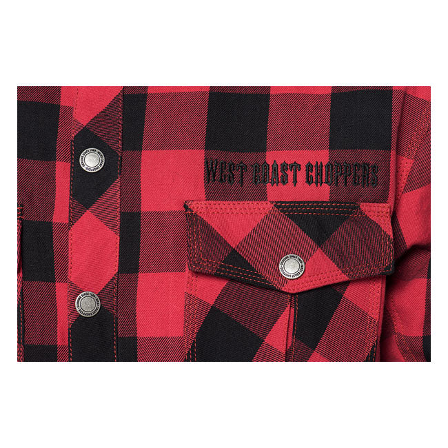 West Coast Choppers Dominator Riding Flannel Shirt Red / Black CE Approved - FREE UK Shipping, FREE 365 Day Returns | Moto Central